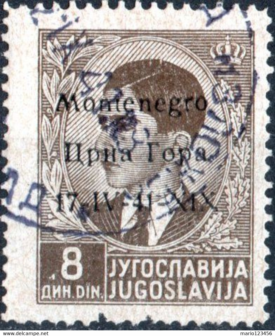 MONTENEGRO, OCCUPAZIONE ITALIANA, 1941, 8 D., FRANCOBOLLO USATO Mi:IT-ME 10, Yt:IT-ME 10, Sg:IT-ME 10 - Montenegro