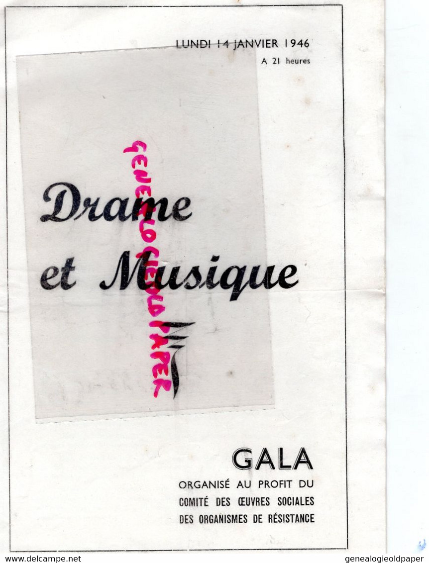 87- LIMOGES-RARE PROGRAMME 1946-GALA OEUVRES RESISTANCE-GUERRE-GABRIEL BUNTSCHU FRIBOURG -CONTE PERRAULT-FLUTE ENCHANTEE - Programma's