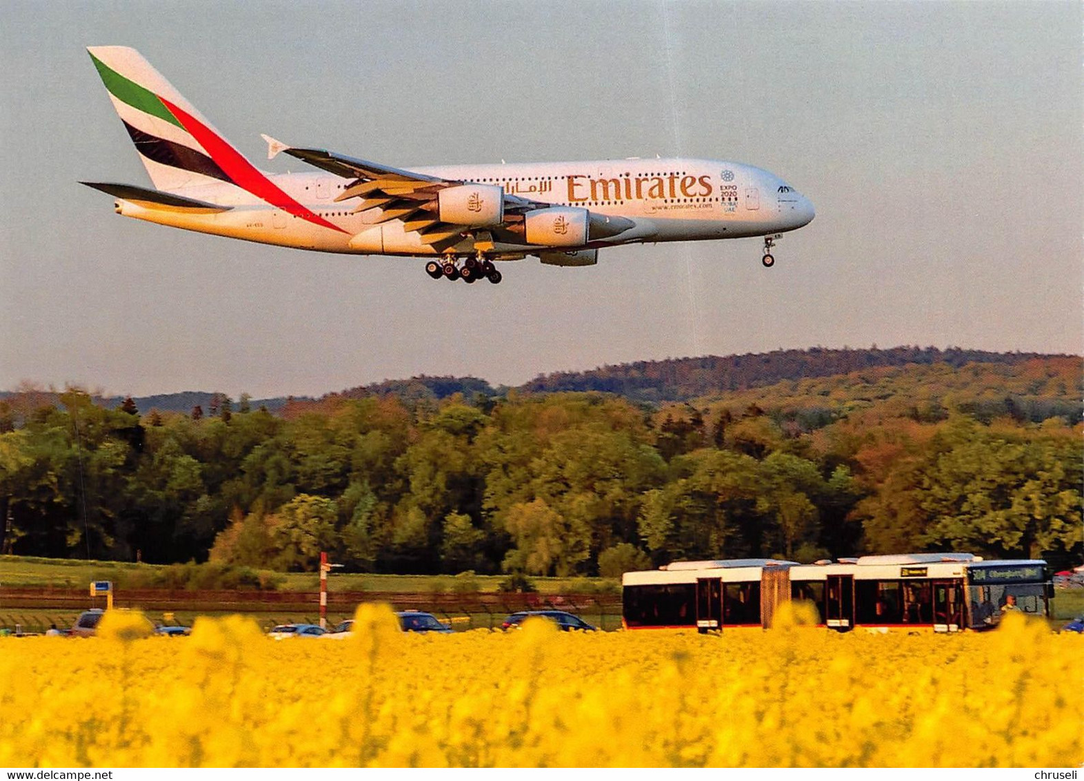 Oberglatt- Bülach Emirates Flugzeug Bei Der Landung   Postauto  Q  Limitierte Auflage! - Bülach