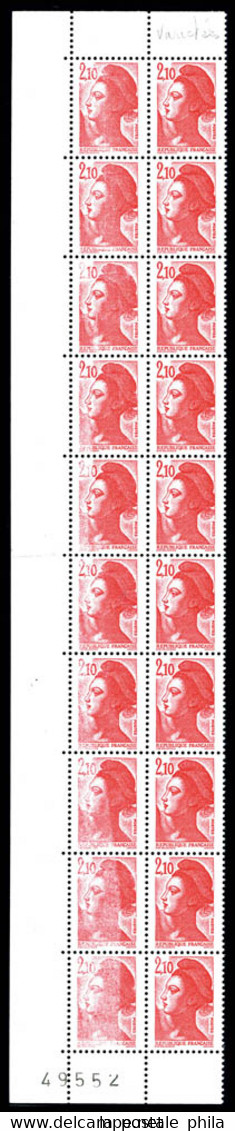 ** N°2319, 2,10F Liberté, Impression Dépouillée Sur 8 Exemplaires Tenant à Normaux Cdf Numéroté. SUP (signé Calves/certi - Unused Stamps