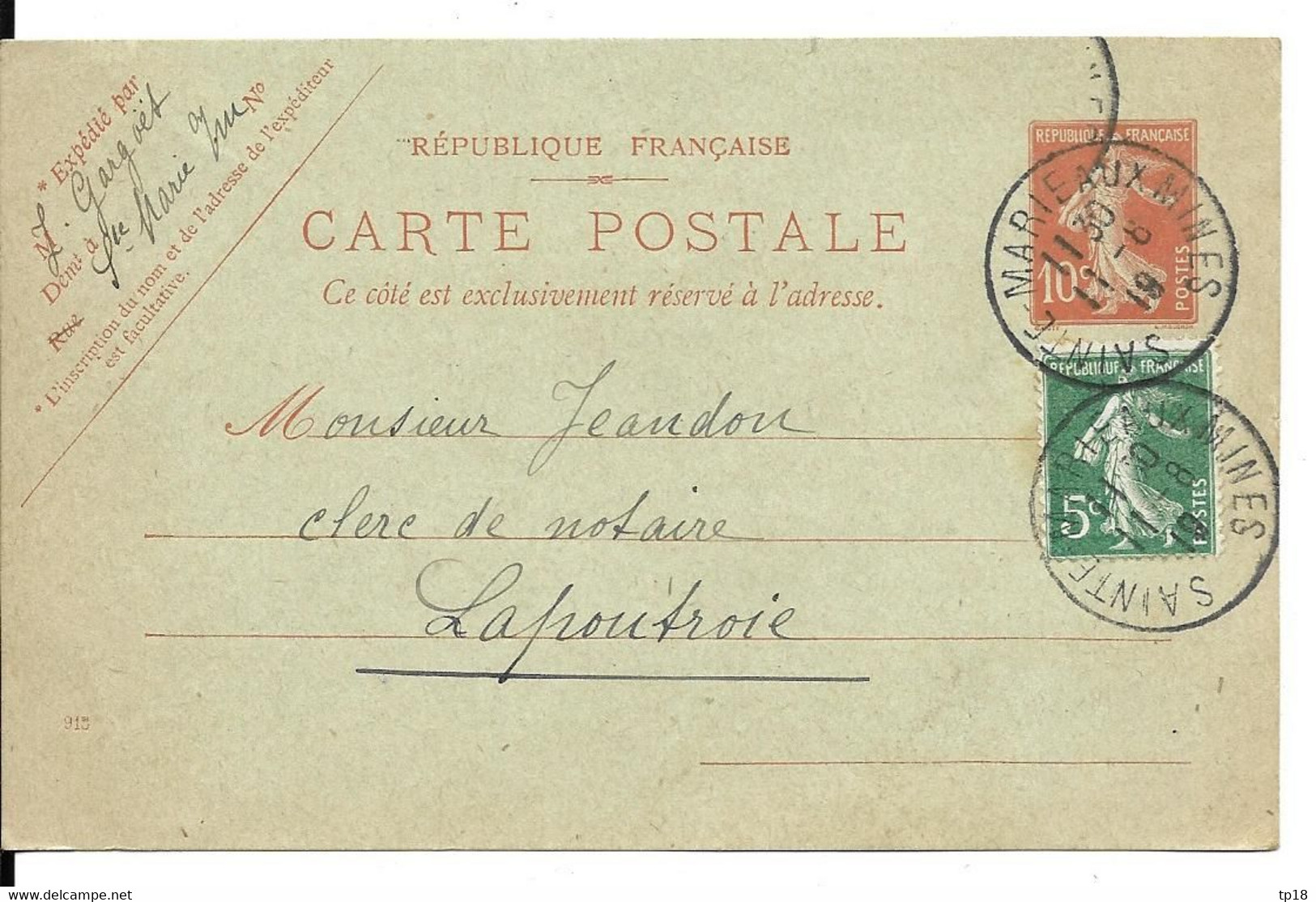 Carte  De Ste Marie Aux Mines  A Lapoutroie - Lapoutroie