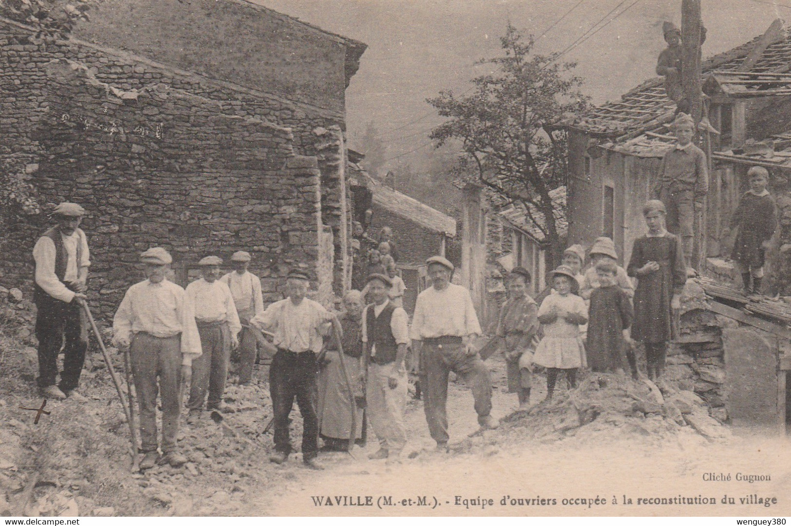 54 WAVILLE CHAMBLEY-BUSSIERES  Equipe D'ouvriers Occupée à La Reconstruction Du Village  SUP PLAN 1919 RARE - Chambley Bussieres