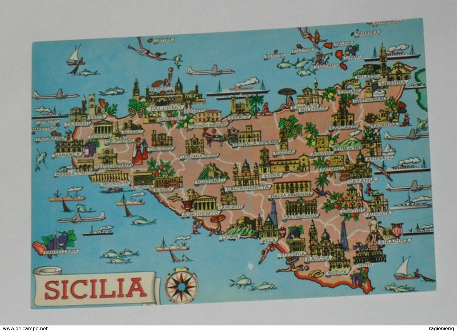 CALTANISSETTA - Gela - Saluti Dalla Sicilia - 1983 - Carta Geografica - Map - Gela