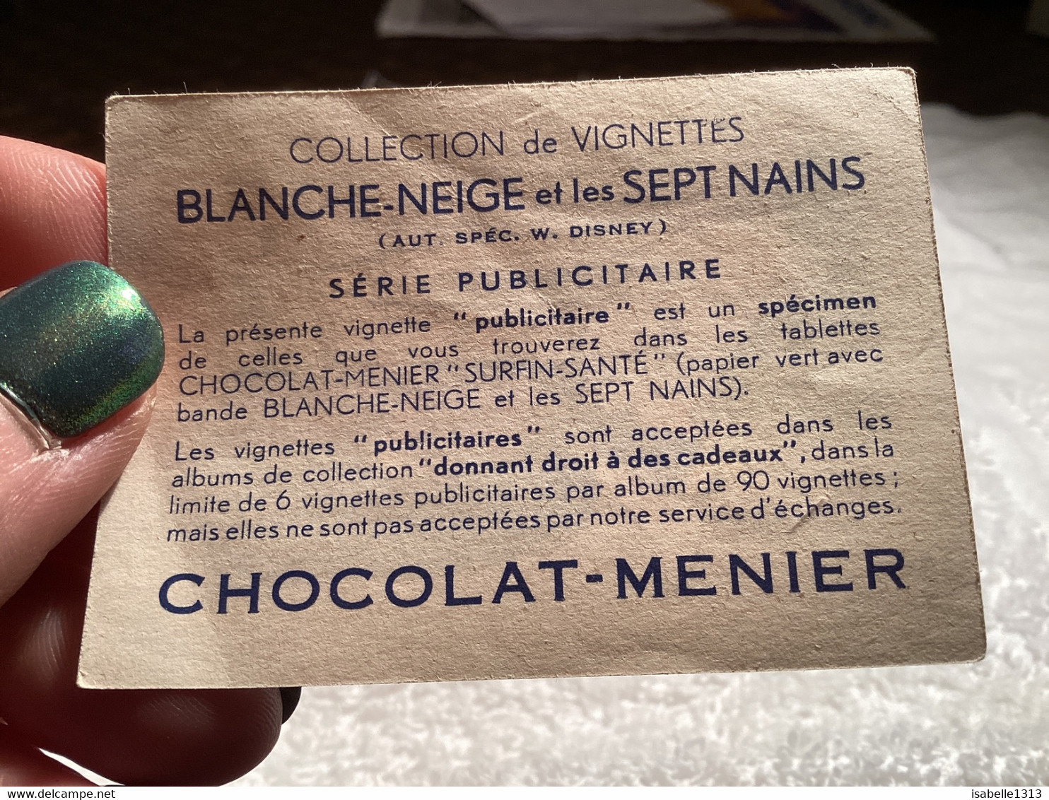 Chromo Collection Blanche Neige Et Les 7 Nains Chocolat Menier - Banania