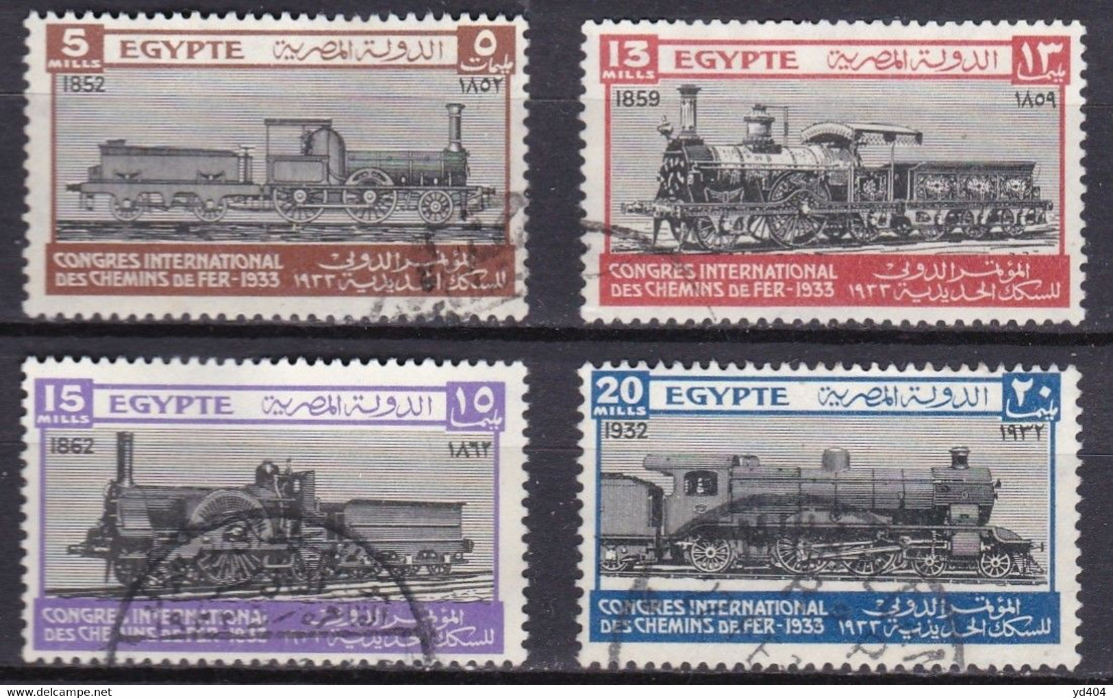 EG069B – EGYPTE – EGYPT – 1933 – INTERNATIONAL RAILWAY CONGRESS – SG # 189/92 - USED 83,50 € - Gebruikt