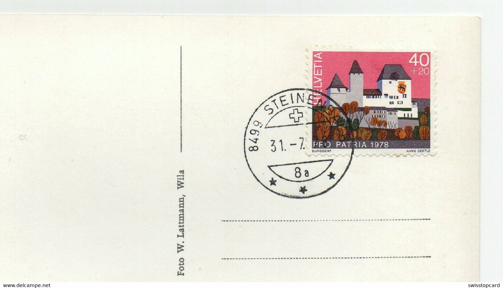 STEINEN-WILA Post Last Day STEINENBACH Stempel Post Letzter Tag 31.7.78 - Wila