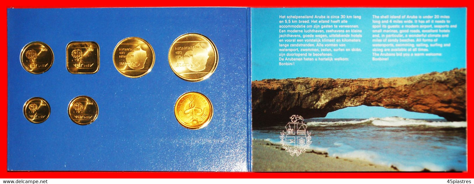 * NETHERLANDS: ARUBA ★ 5-10-25-50 CENTS 1-2 1/2 FLORINS 1987 FDC SET! MINT LUSTRE! LOW START ★ NO RESERVE! - Aruba