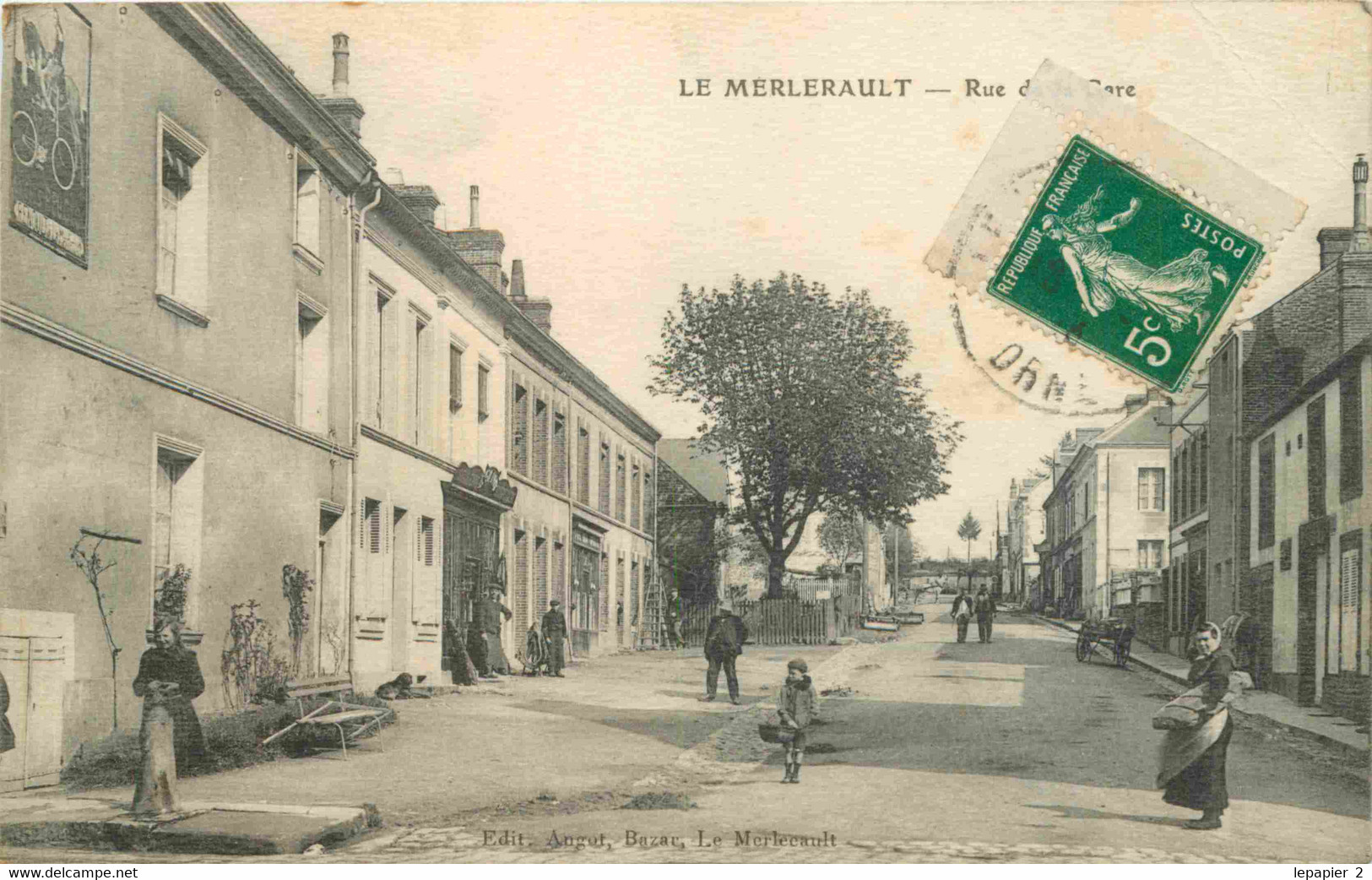 61 LE MERLERAULT La Grande Rue De La Gare CPA Ed. Angot - Le Merlerault