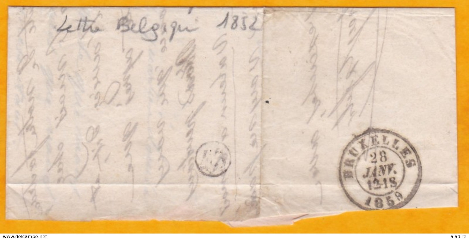 1859 -  Portion De Lettre écrite à Beaune, France Pour Bruxelles ? ! - Timbre Et Oblitération Belges YT 10 Avec Voisins - 1858-1862 Medallions (9/12)