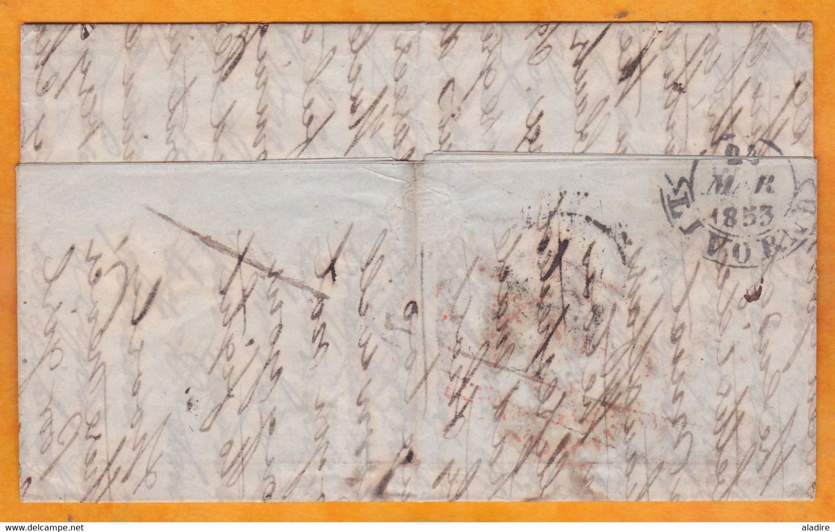 1853 - 3-page Folded Private Letter In English From LEITH, Scotland To LEGHORN Livorno Livourne, Italy Italia Via France - Postmark Collection