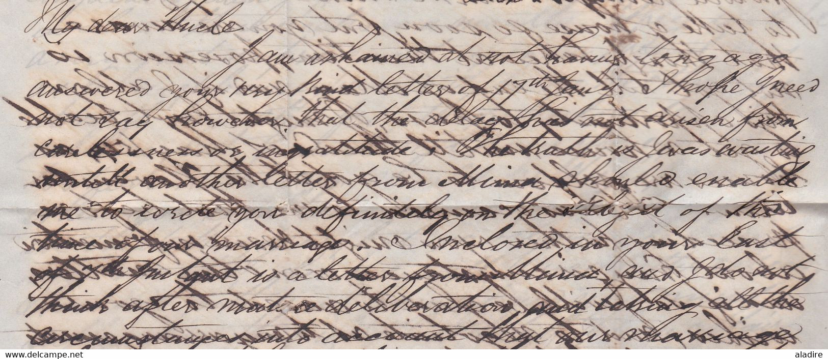 1853 - 3-page folded private letter in English from LEITH, Scotland to LEGHORN Livorno Livourne, Italy Italia via France