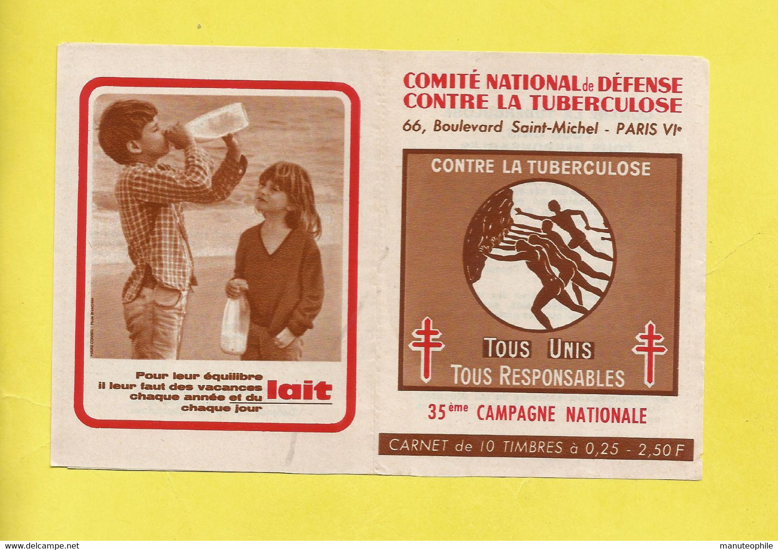 Erinnophilie Carnet Timbre Antituberculeux B C G  Complet Neuf Contre La Tuberculose 1965 1966 Avec Bandes Publicitaires - Tegen Tuberculose