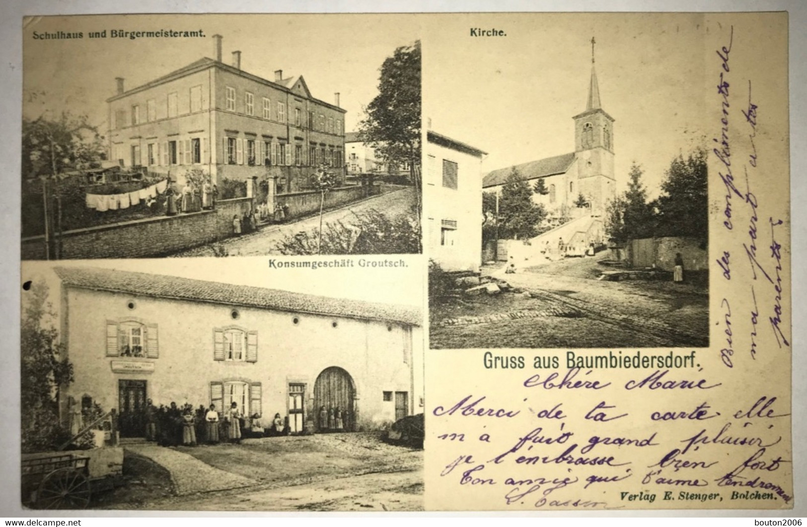 Bambiderstroff Baumbiedersdorf  1903 Ecole Mairie Eglise épicerie Groutsch Faulquemont Longeville Saint Avold - Faulquemont