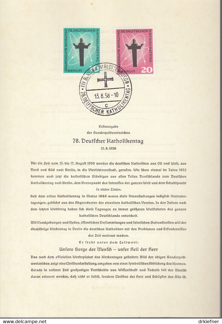 BERLIN  179-180, ETB 38, Deutscher Katholikentag, 1958 - 1° Giorno – FDC (foglietti)