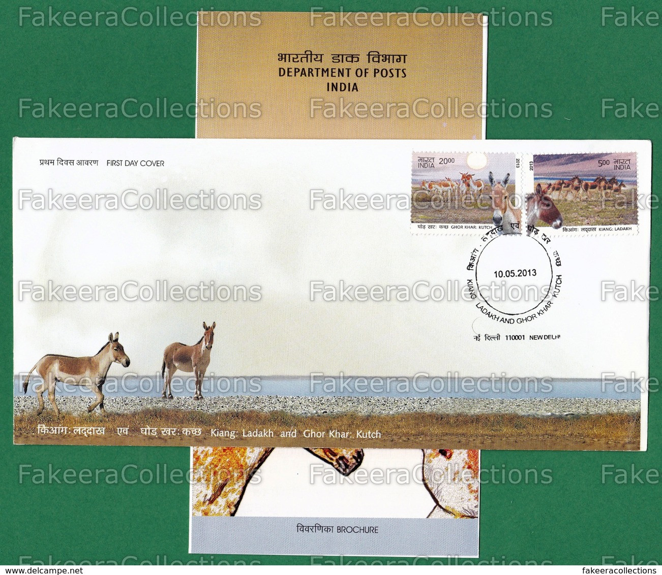 INDIA 2013 Inde Indien - Endangered Wild Ass 2v FDC + Brochure MNH **- Kiang (Equus Kiang) Ladakh, Ghor Khar Kutch Asses - Asini