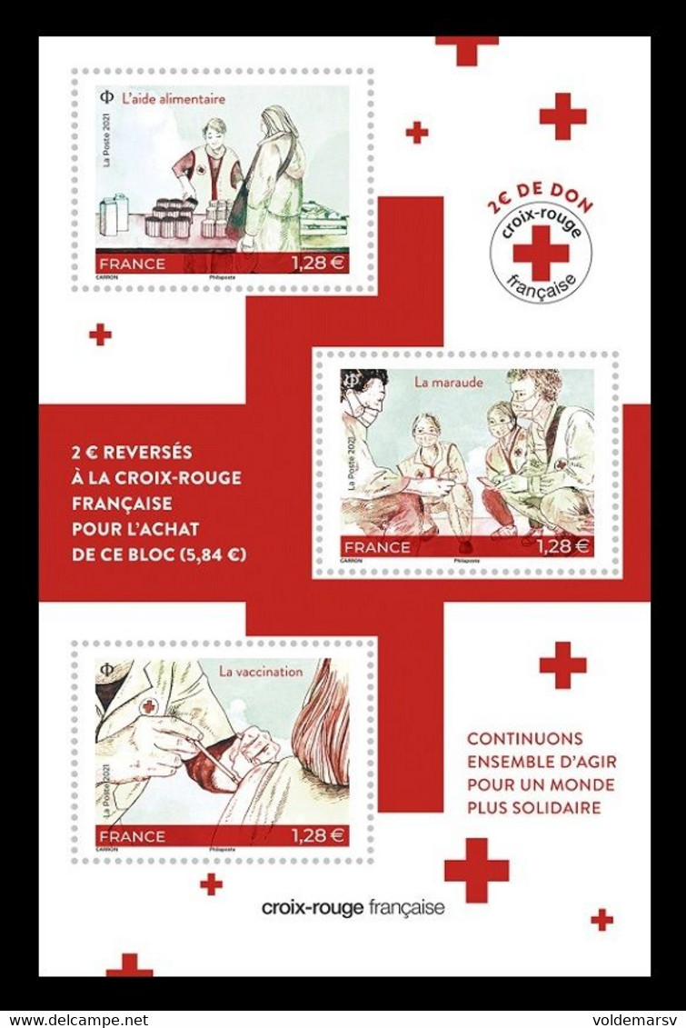 France 2021 Mih. 8055/57 (Bl.531) Red Cross. Fight Against COVID-19 Coronavirus MNH ** - Ungebraucht