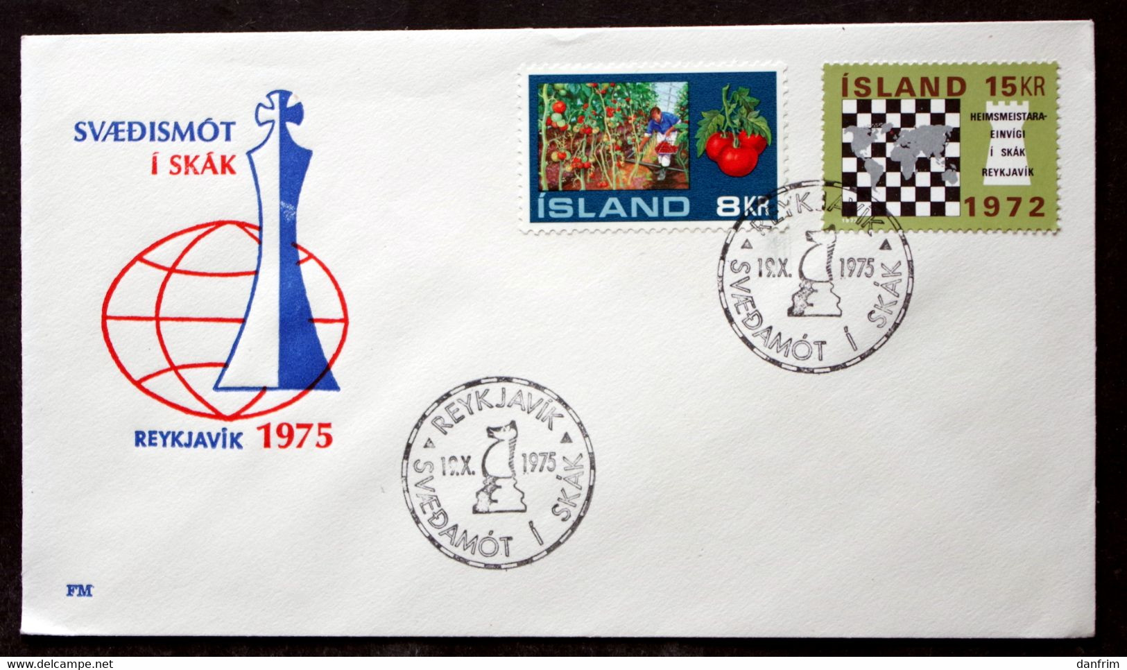 Iceland 1975   Chess      Special Cancel Cover ( Lot 6567 ) - Brieven En Documenten