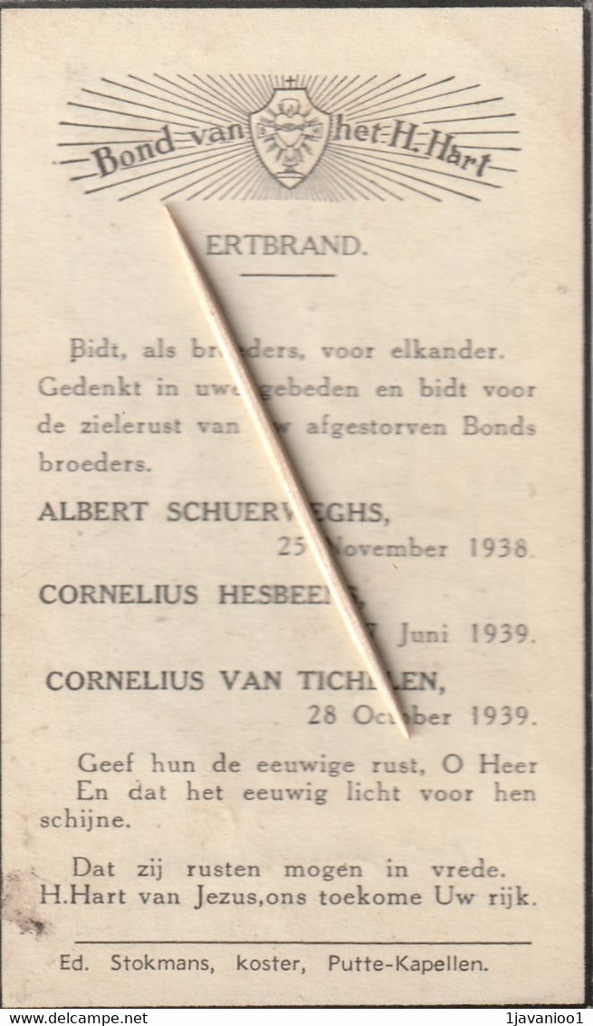 Kapellen, Putte-Kapellen, 1939, Schuerweghs, Hesbeens, Van Tichelen - Devotion Images