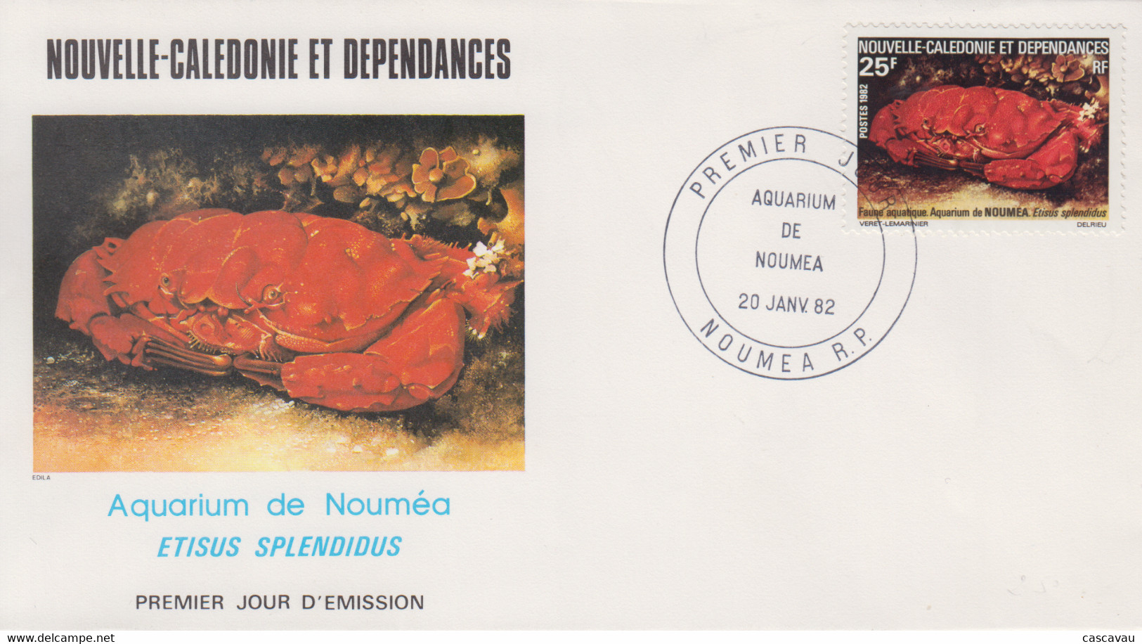 Enveloppe  FDC  1er Jour   NOUVELLE CALEDONIE   Aquarium  De  NOUMEA   1982 - Crustaceans