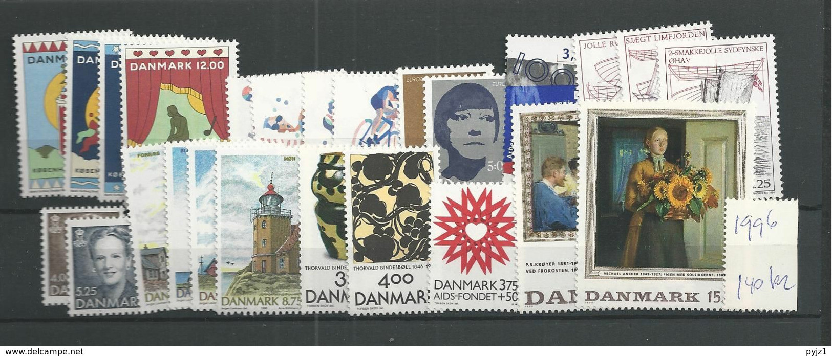 1996 MNH Denmark, Dänemark, Year Complete, Postfris - Años Completos