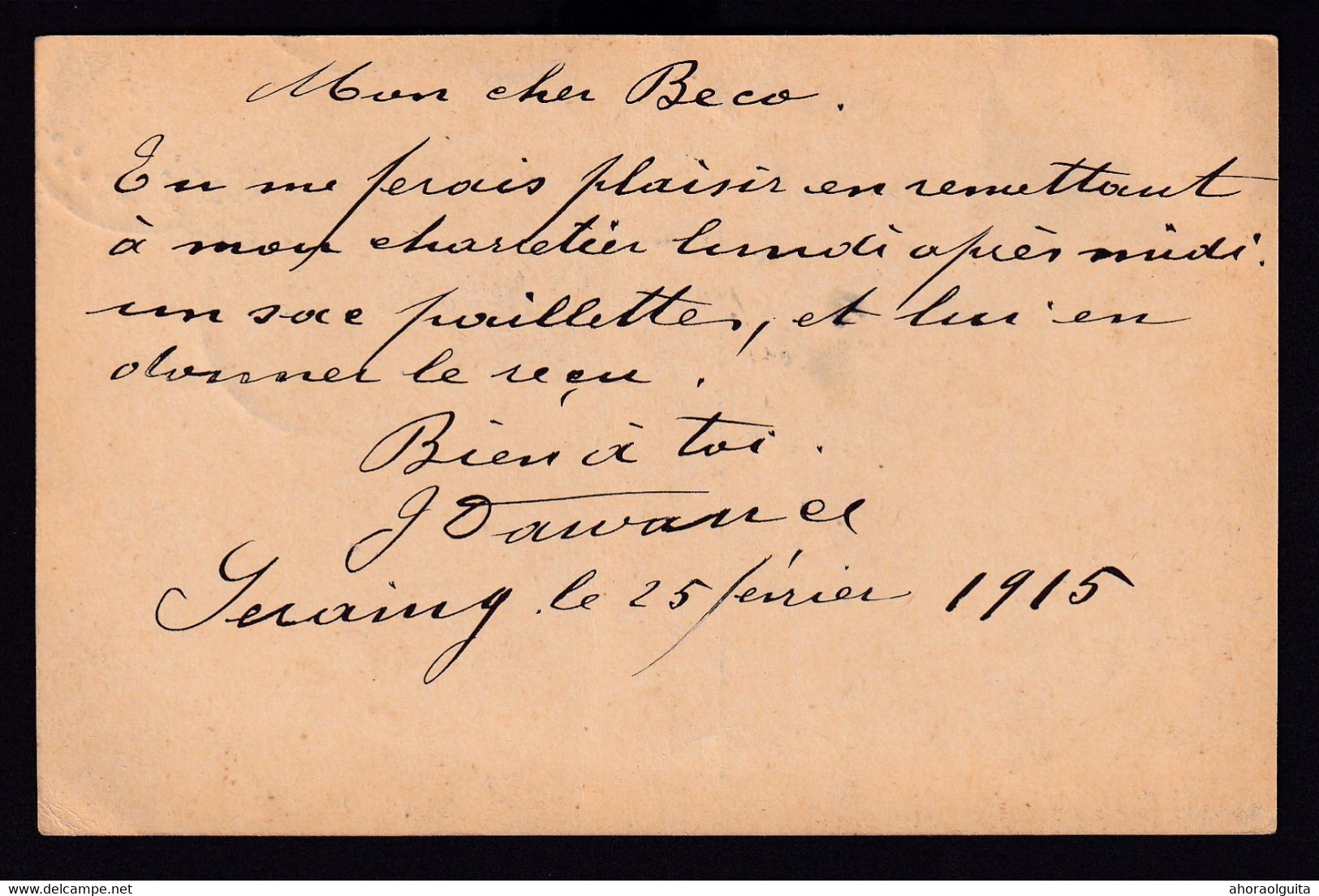 DDAA 254 - Entier Postal Germania SERAING 1915 Vers Beco , Brasseur à CHOKIER Via FLEMALLE - Expéd. Dawance , Brasseur - Biere