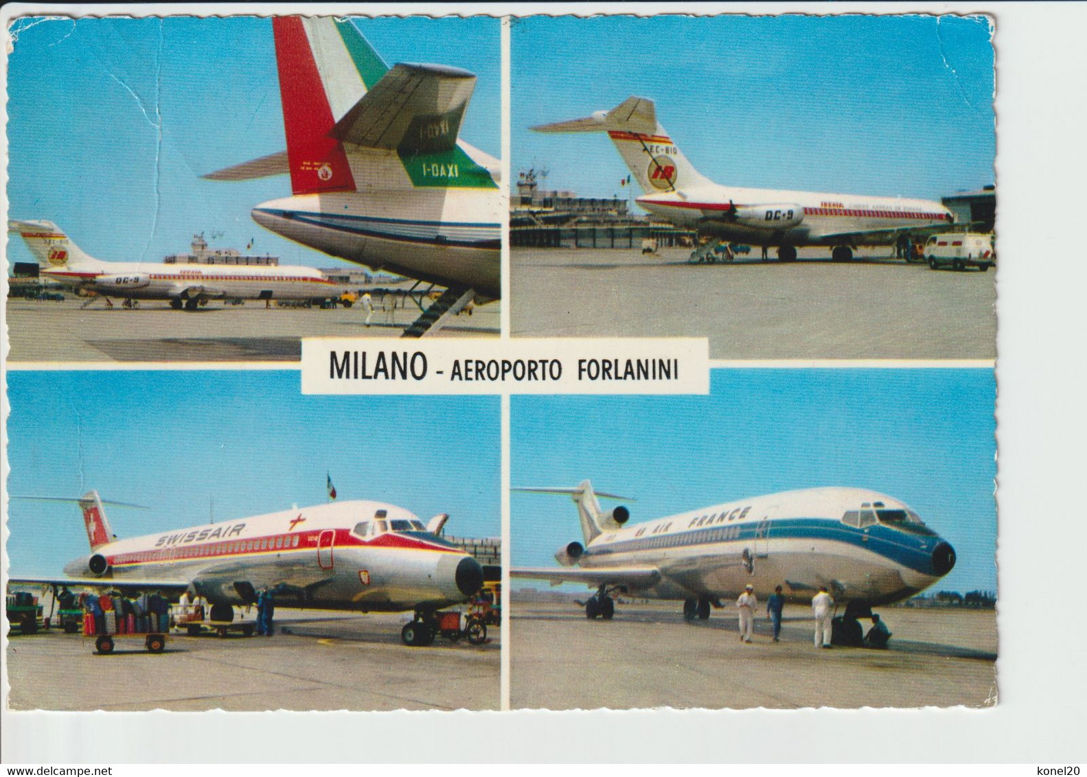 Vintage Rppc Alitalia Caravelle, Swissair, Air France, IBeria Aircraft @ Forlanini Milano AIrport - 1919-1938: Entre Guerres