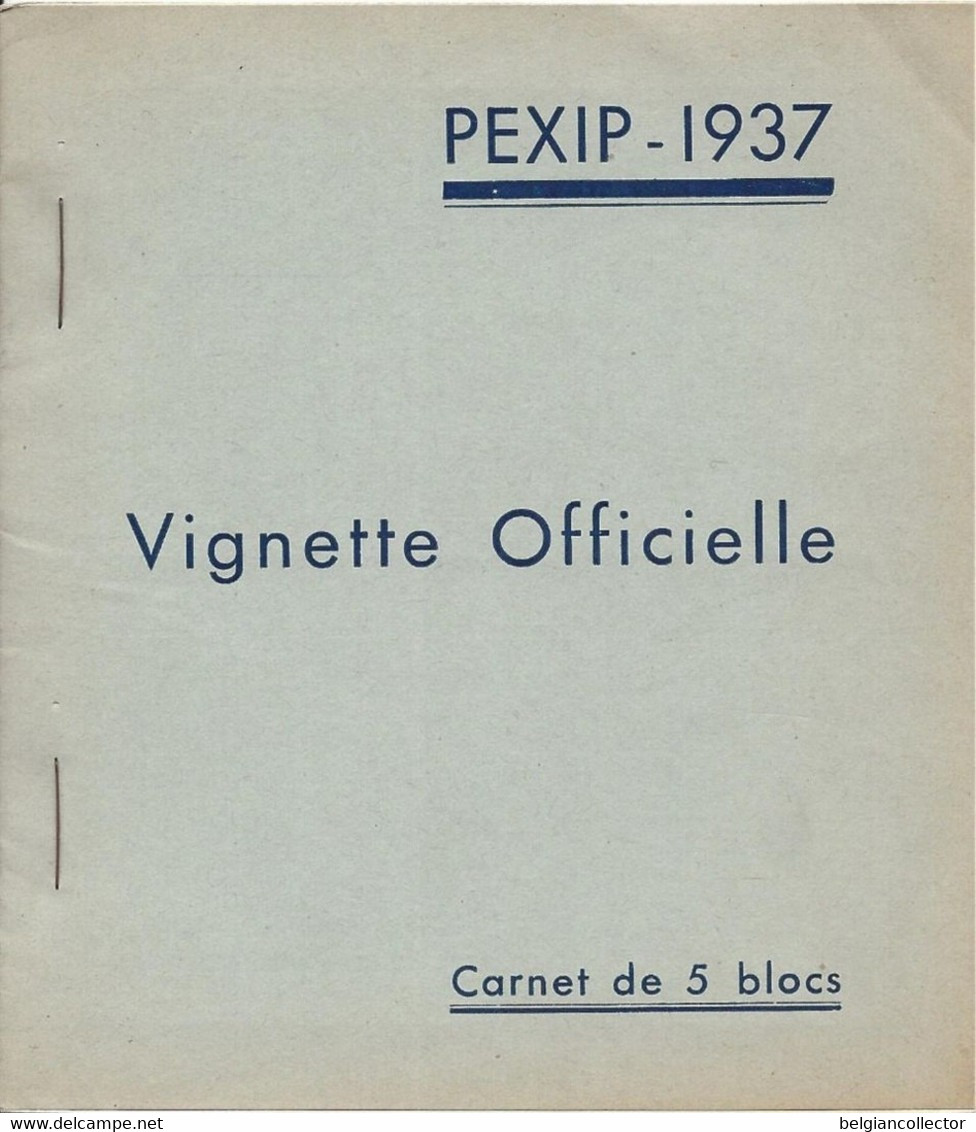 ** Carnet De 5 Blocs De La VIGNETTE OFFICIELLE PEXIP - 1937 - Neuf - Flugzeuge