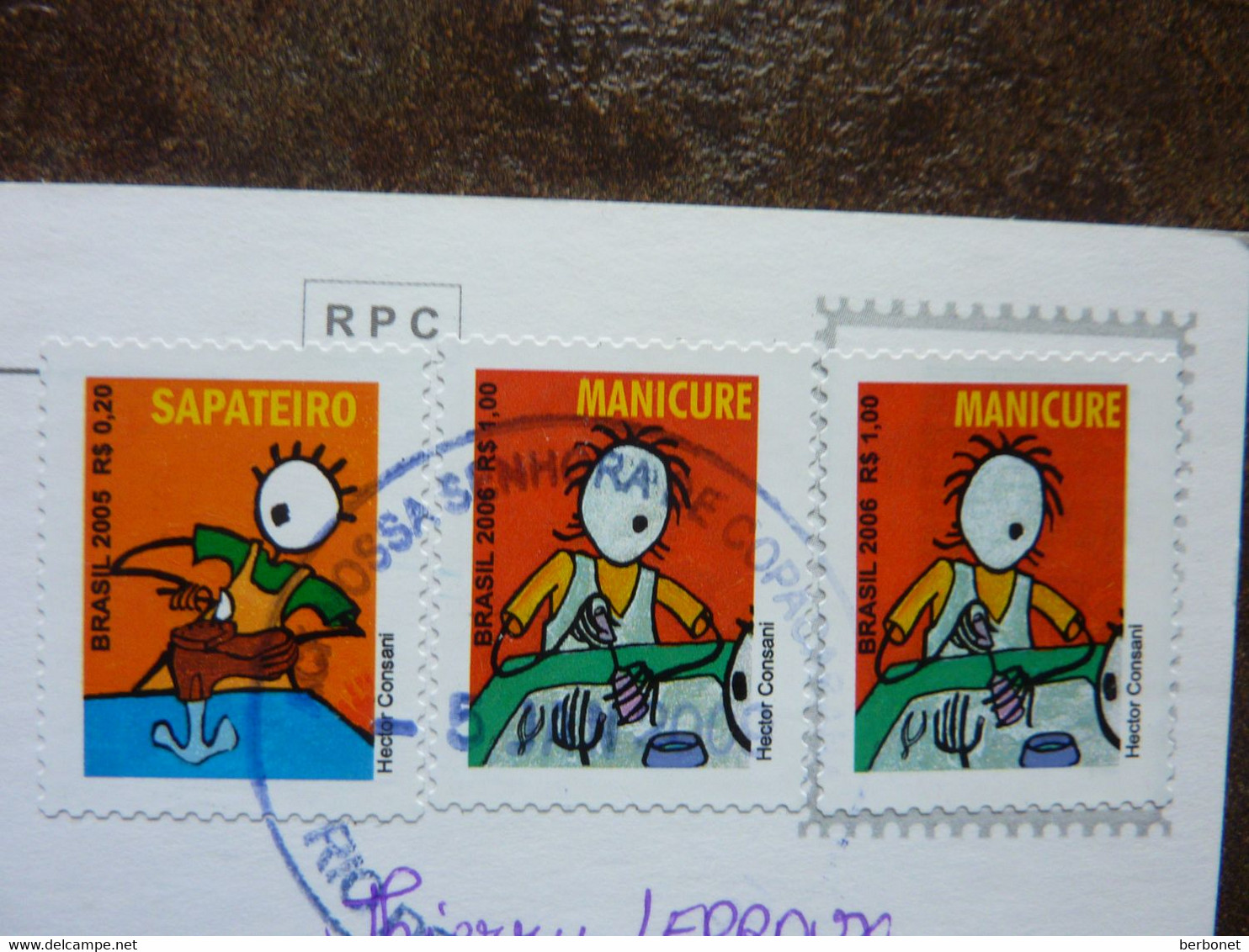 2005   3 Stamps On A Post Card Used - Oblitérés