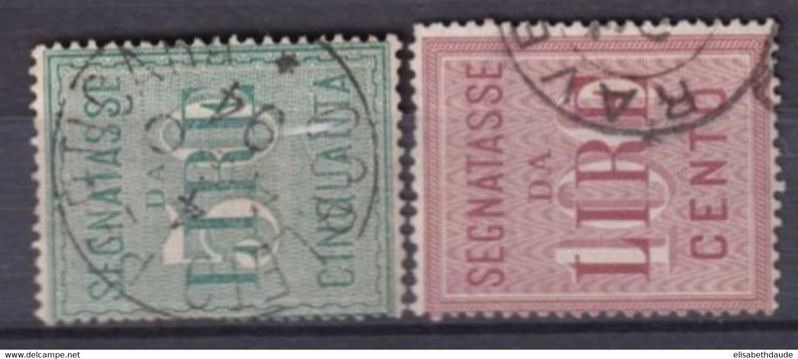 ITALIA - 1884 - TAXE YVERT N°20/21 OBLITERES  - COTE = 60 EUR. - Used