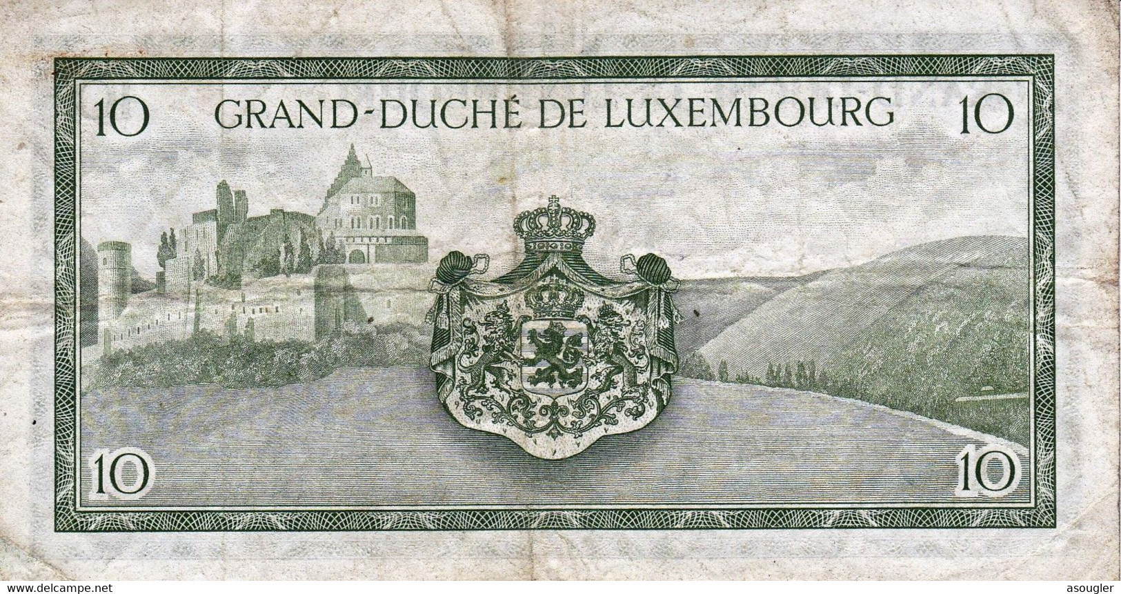 Luxembourg 10 Francs ND 1954 F P-48a "free Shipping Via Registered Air Mail" - Luxemburg