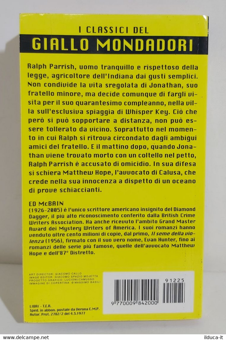 I101725 Ed McBain - Un'ombra Sulla Spiaggia - Classici Giallo Mondadori N.1225 - Thrillers