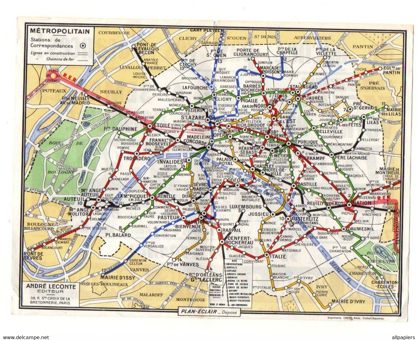 Plan-éclair Métropolitain Paris Avec Publicité Au Verso Lévis Auto-école Paris - Format Déplié : 18x13.5 Cm - Europe