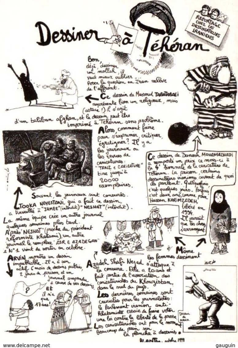 CPM - ILLUSTRATION PLANTU - DESSINER à TEHERAN - Reporters Sans Frontières - Edition Cart'Com - Plantu