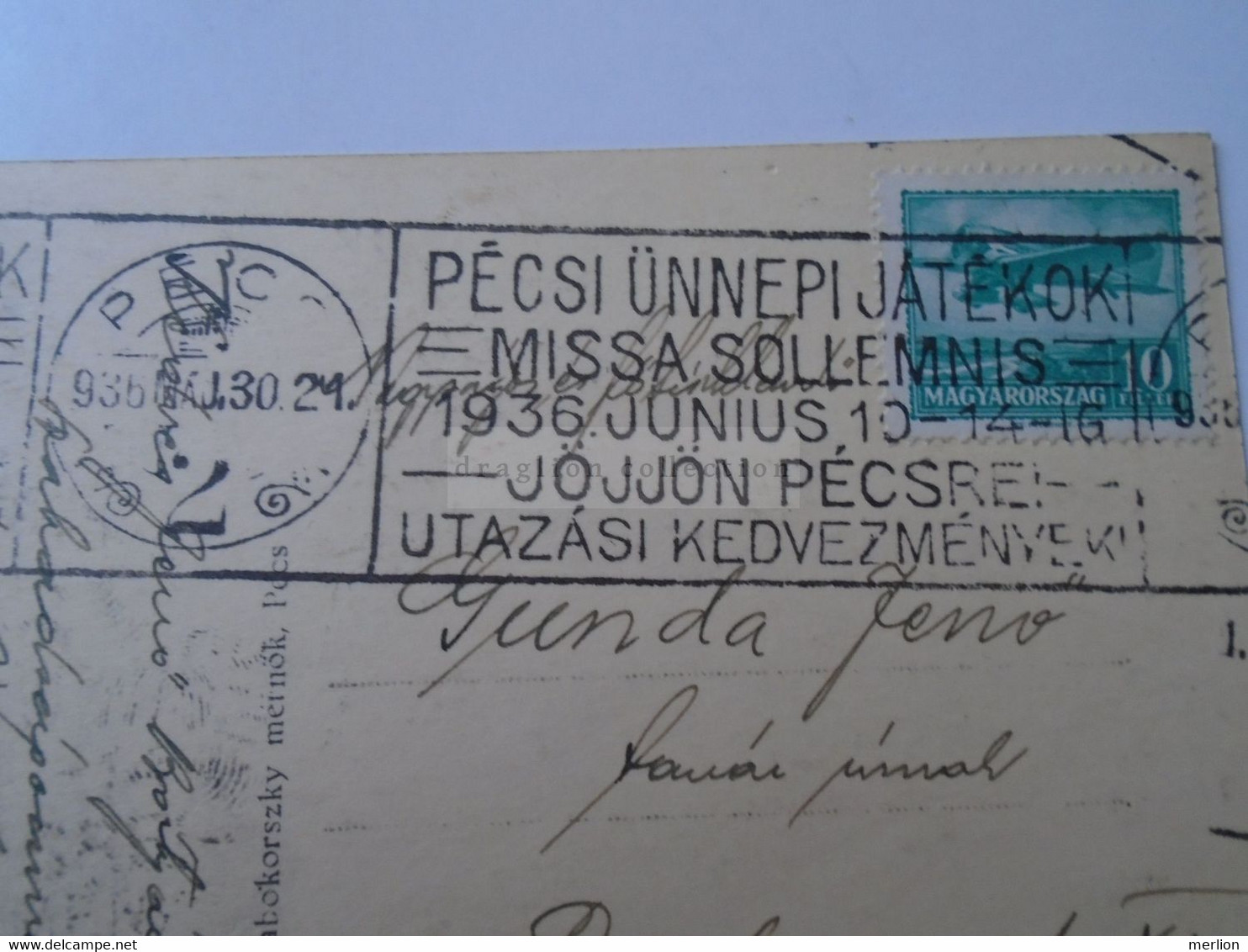 D185952  Hungary   PÉCS - Pécsi Ünnepi Játékok  - Missa Sollemnis 1936 - Poststempel (Marcophilie)