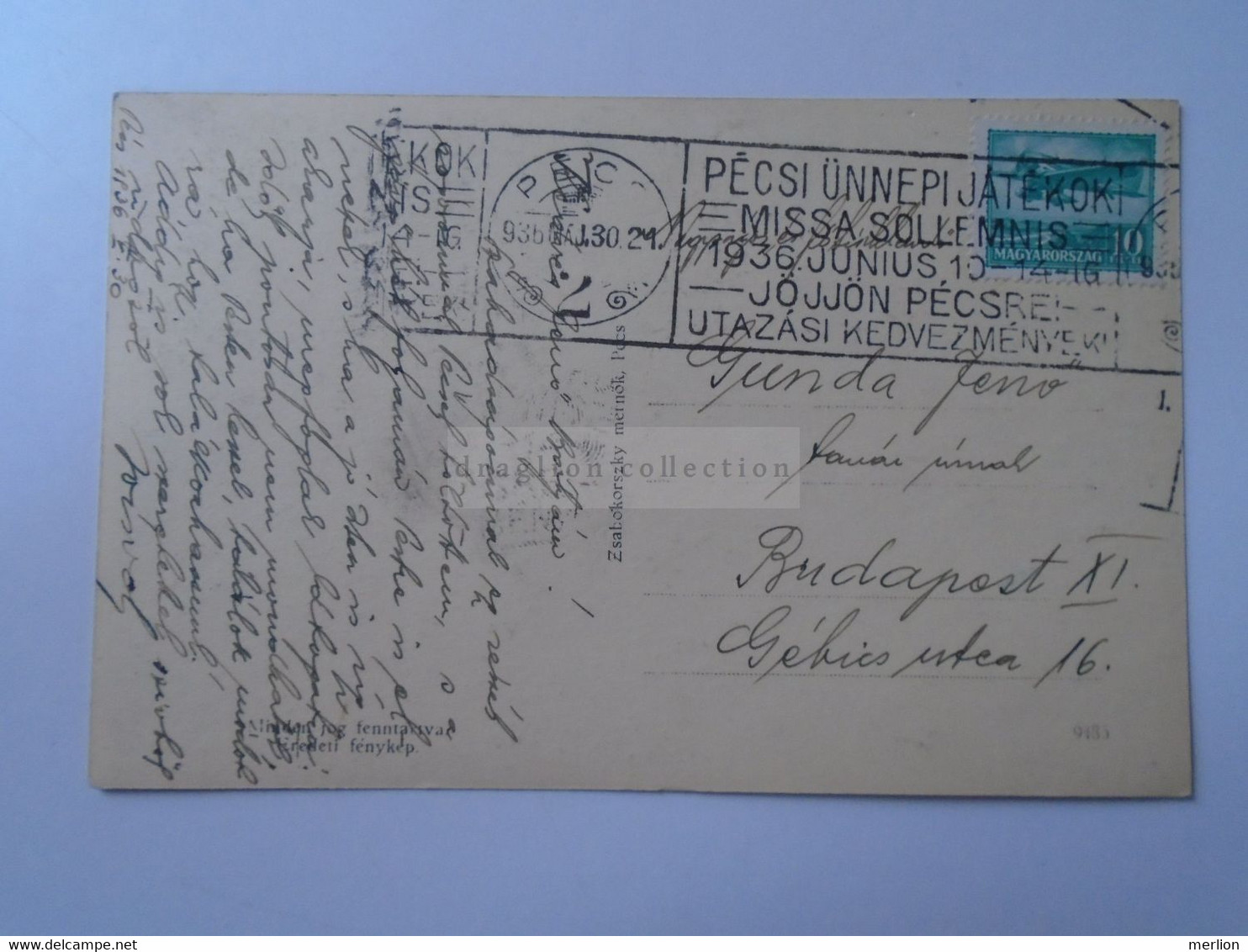 D185952  Hungary   PÉCS - Pécsi Ünnepi Játékok  - Missa Sollemnis 1936 - Poststempel (Marcophilie)