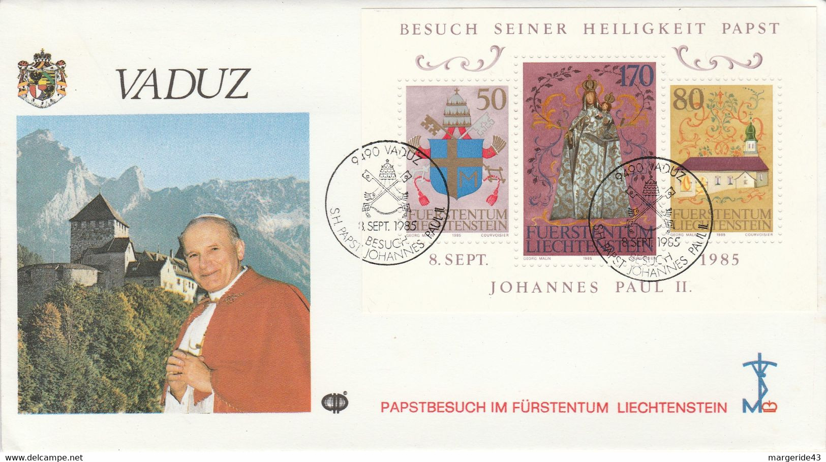 LIECHTENSTEIN  1986 VISITE PAPE JEAN PAUL II - Maschinenstempel (EMA)