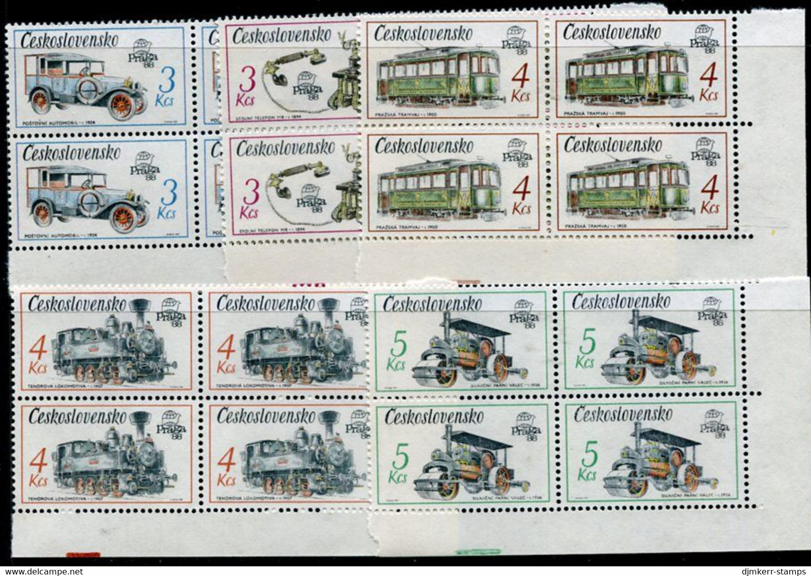 CZECHOSLOVAKIA 1987 PRAGA 88 Technical Monuments Blocks Of 4 MNH / **.  Michel 2911-15 - Unused Stamps