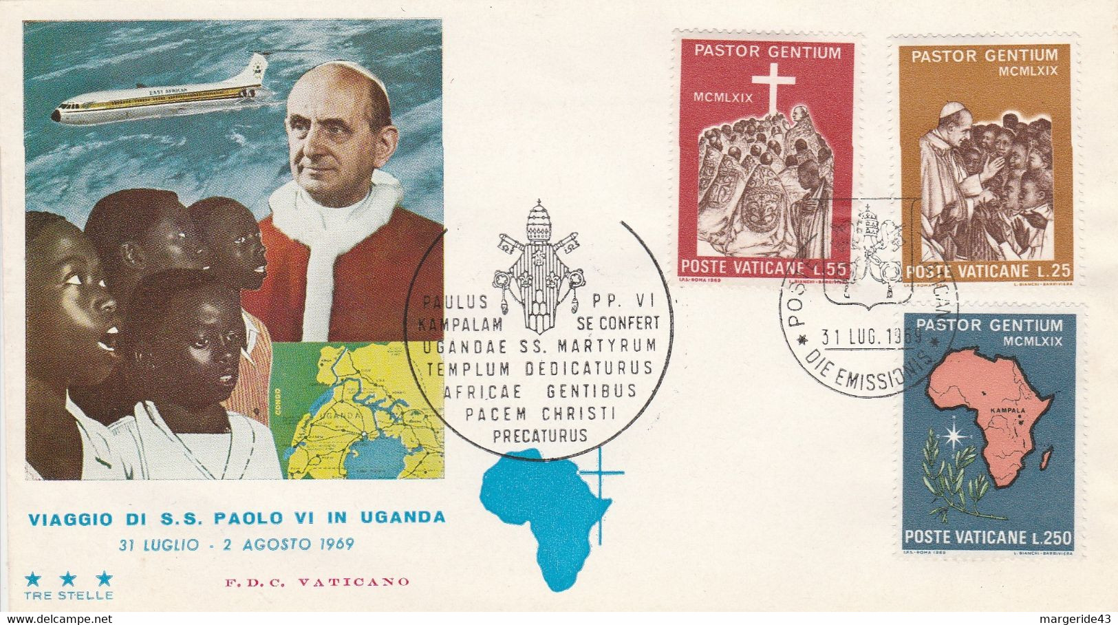 VATICAN 1969 VISITE PAPE PAUL VI EN UGANDA - Máquinas Franqueo (EMA)