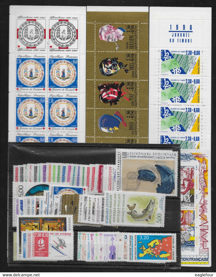 Année Complète 1990 - Timbres N° P2614 à 2675 **TTBE + BC2640A, BC2655, BF12, C2039, Préos 206 à 212, Service 102 à 105 - 1990-1999