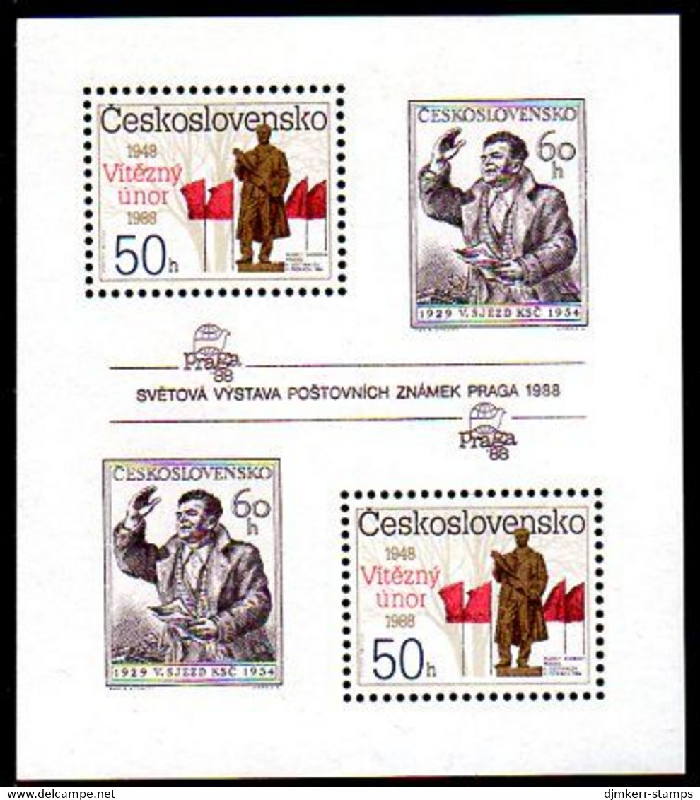 CZECHOSLOVAKIA 1988 Political Anniversaries Perforated Block MNH / **.  Michel Block 77A - Unused Stamps