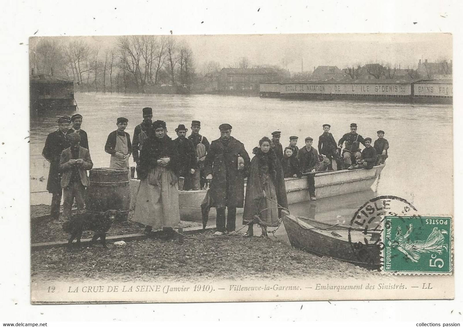 Cp , 92 , VILLENEUVE LA GARENNE , La Crue De La Seine , 1910 ,embarquement Des Sinistrés , Voyagée 1910 - Villeneuve La Garenne