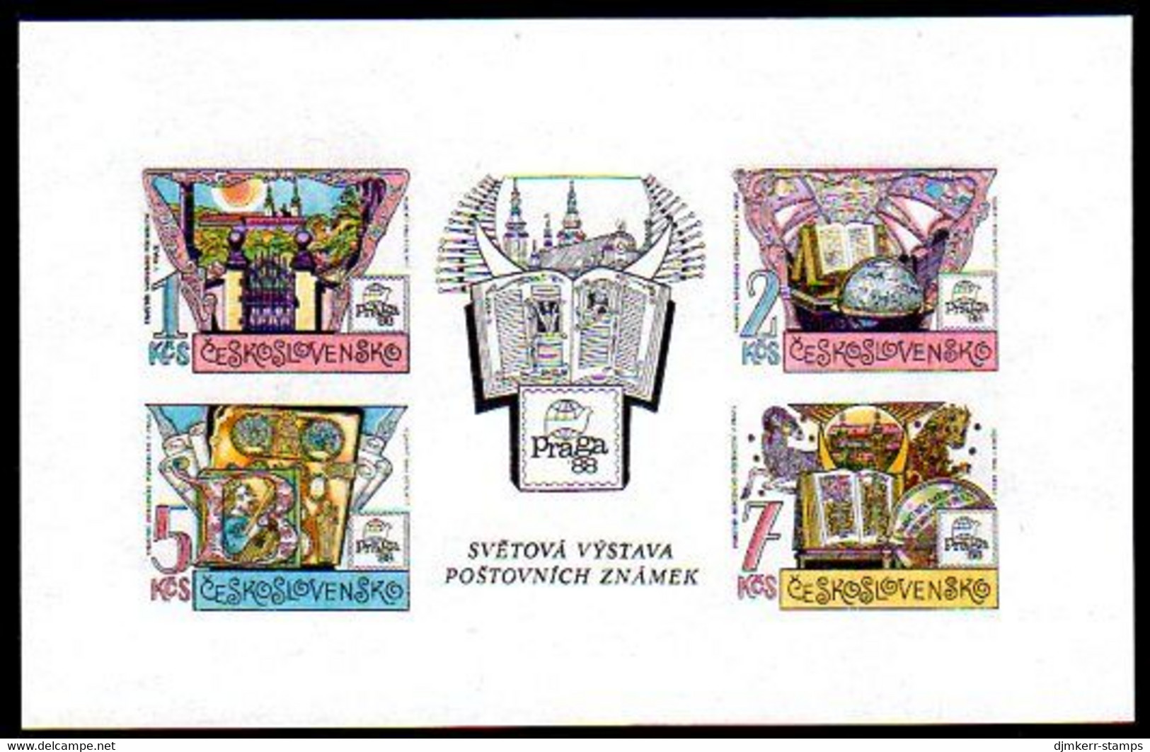 CZECHOSLOVAKIA 1988 PRAGA '88: National Library Block MNH / **.   Michel Block 80 - Usati