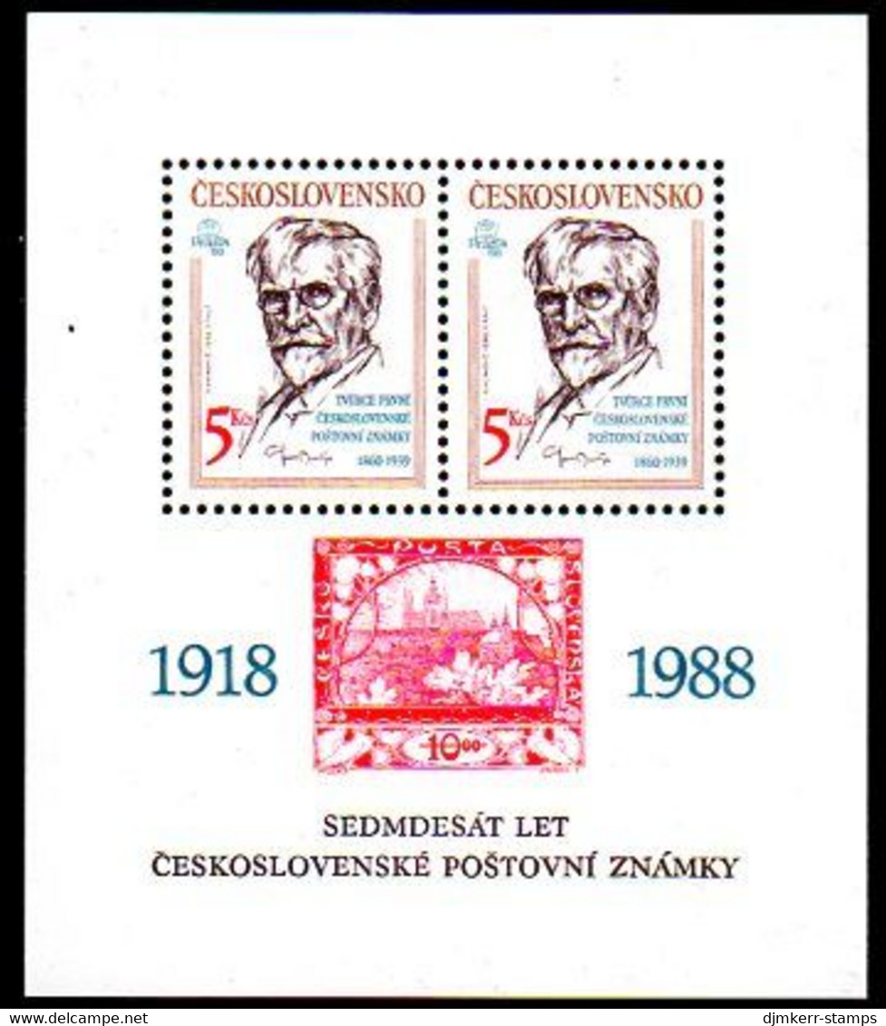 CZECHOSLOVAKIA 1988 PRAGA '88: Stamp Anniversary Block MNH / **.   Michel Block 87 - Blocchi & Foglietti