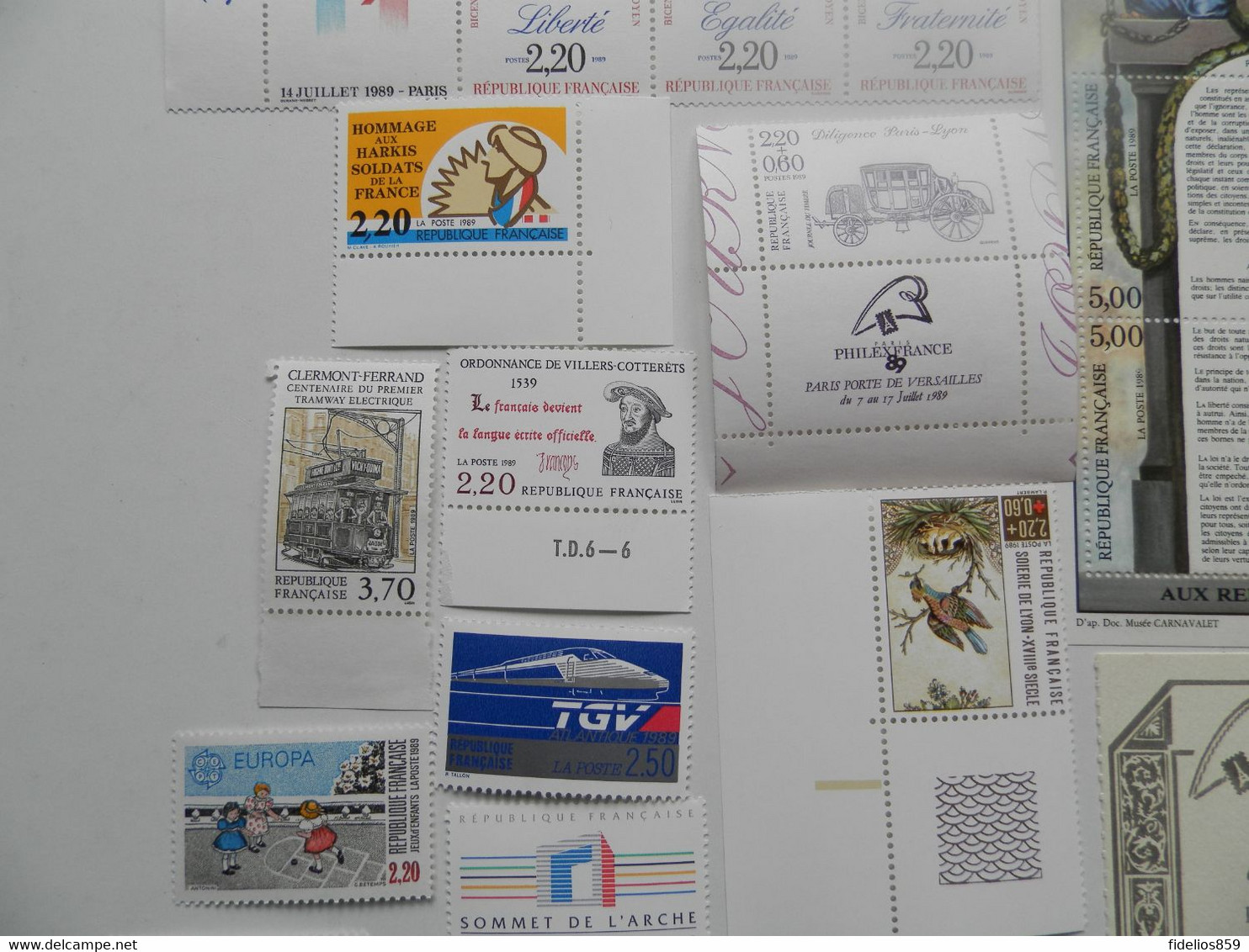 FRANCE ANNEE COMPLETE 1989 SOIT 48 TIMBRES ET 2BLOCS NEUFS SANS CHARNIERE NI TRACE LUXE