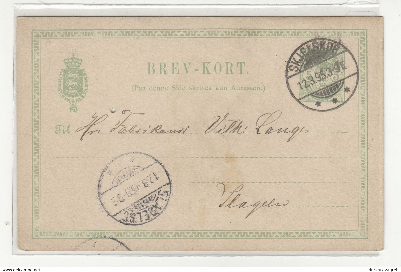 Denmark Postal Stationery Postcard Brev-kort Posted 1895 Skjelskor To Slagelse B211110 - Interi Postali