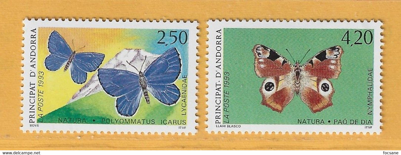 Timbre Andorre N° 432 ** - 433 ** Papillons - Nuovi