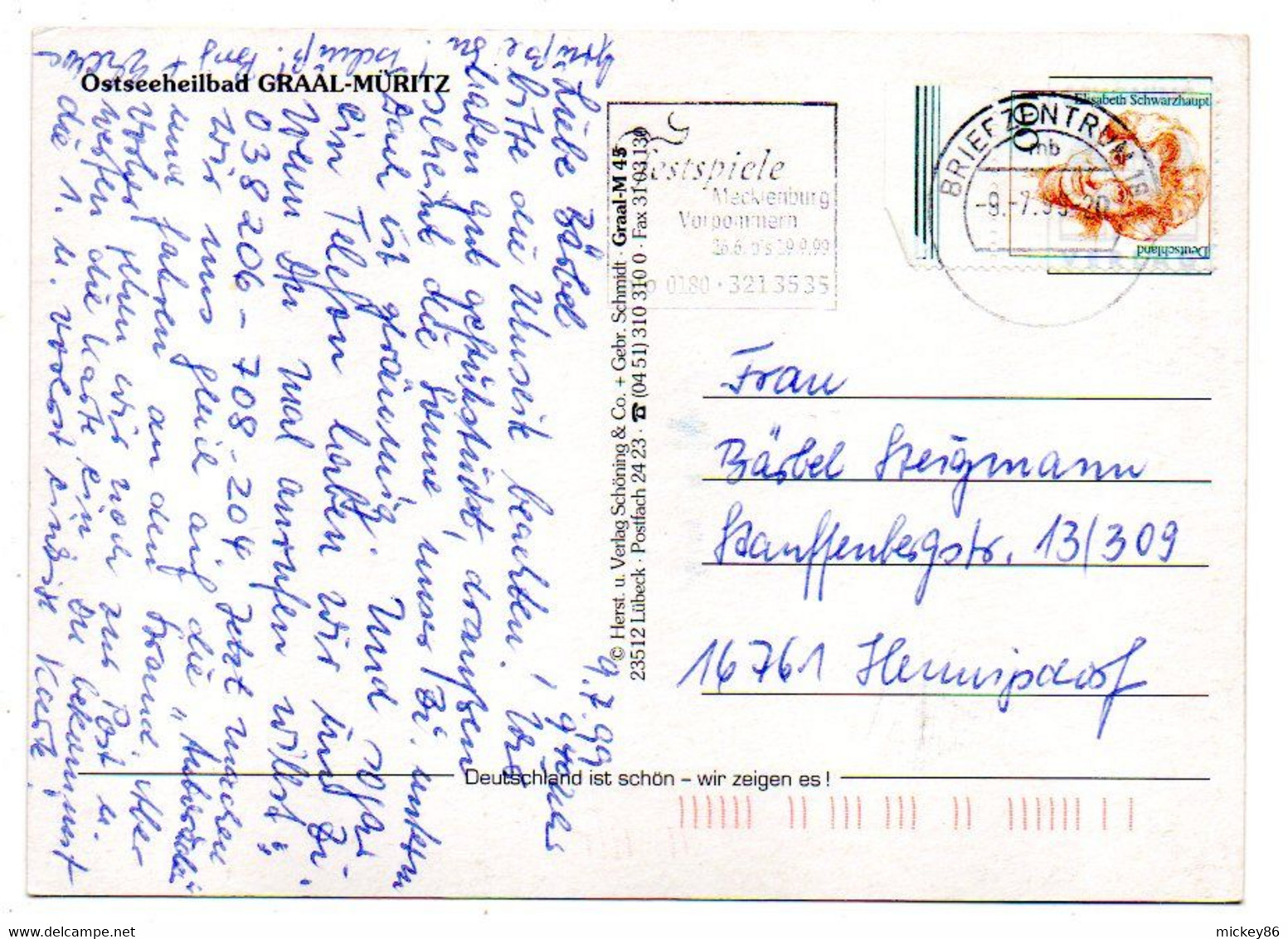 Allemagne--GRAAL-MURITZ--1999--Vue Aérienne .--Ostseeheilbad....timbre...cachet.......à Saisir - Graal-Müritz