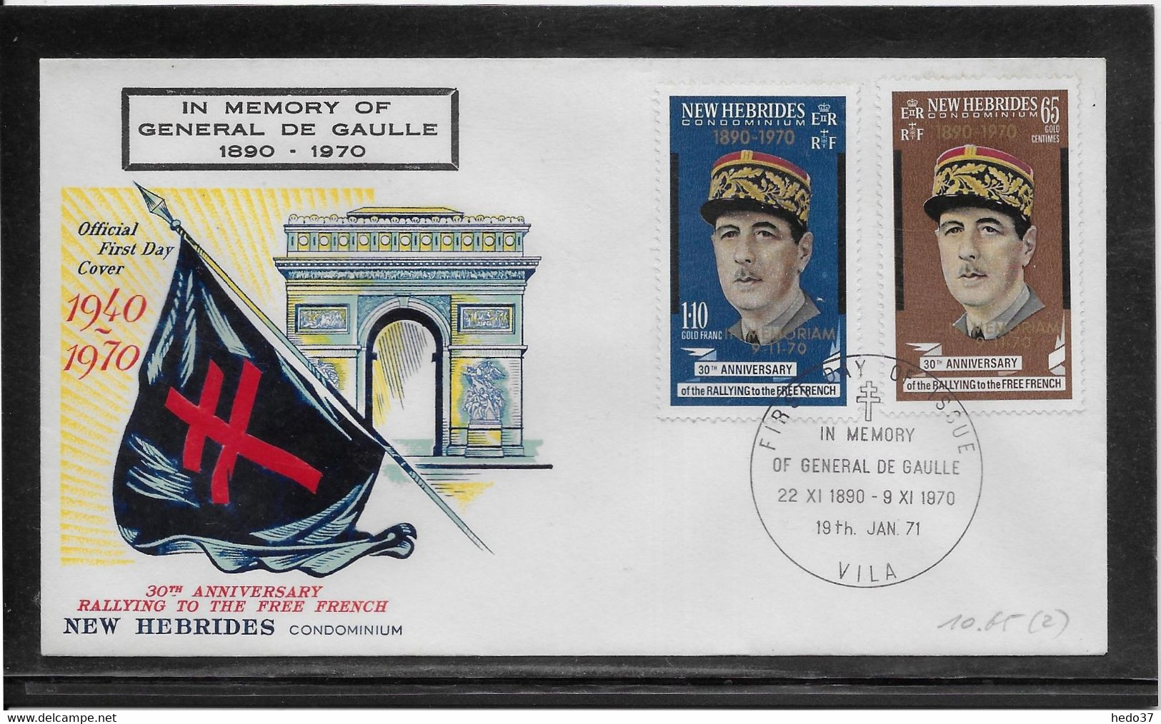 Nouvelles Hébrides - Enveloppe 1er Jour - FDC - De Gaulle - TB - FDC