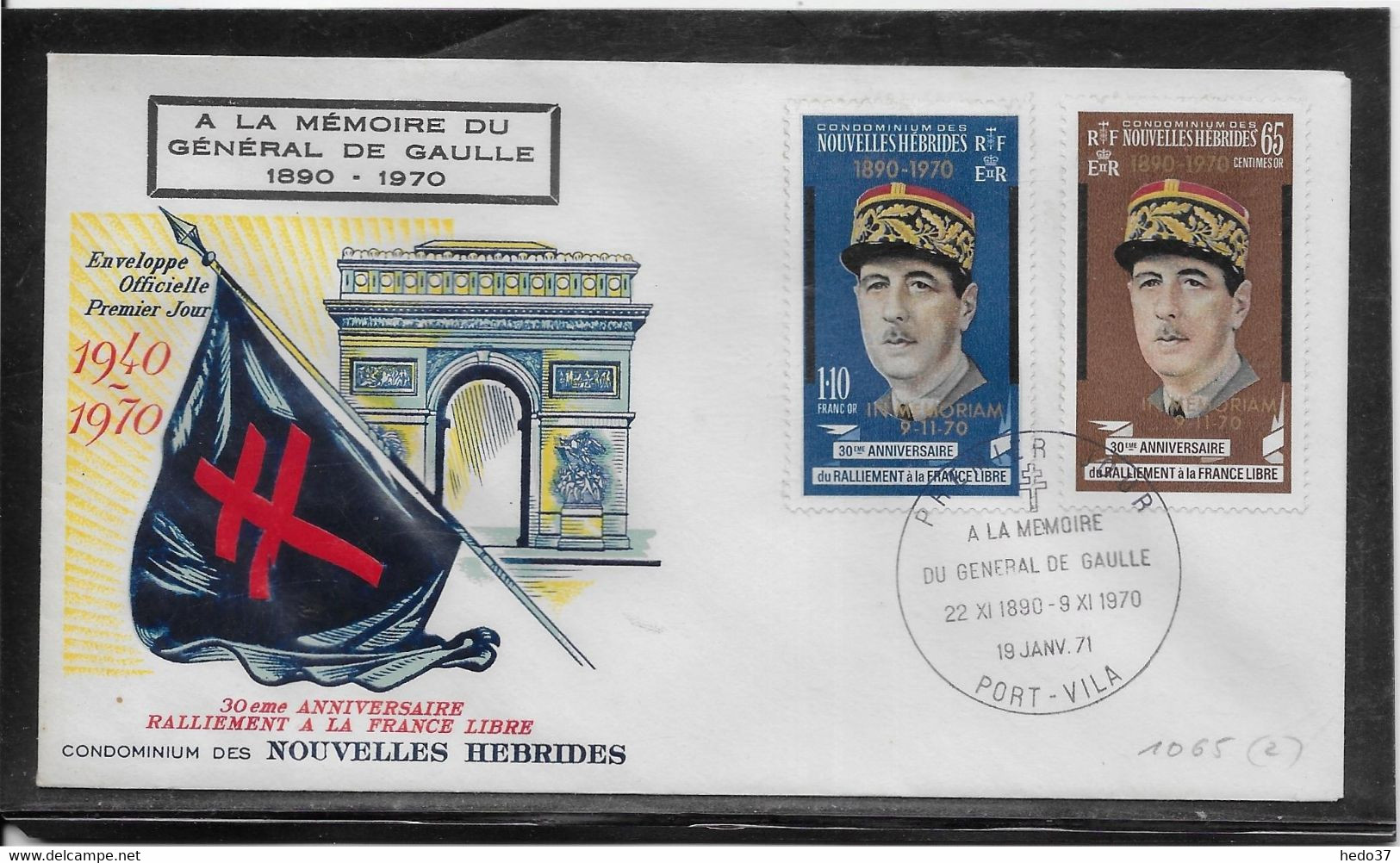 Nouvelles Hébrides - Enveloppe 1er Jour - FDC - De Gaulle - TB - FDC