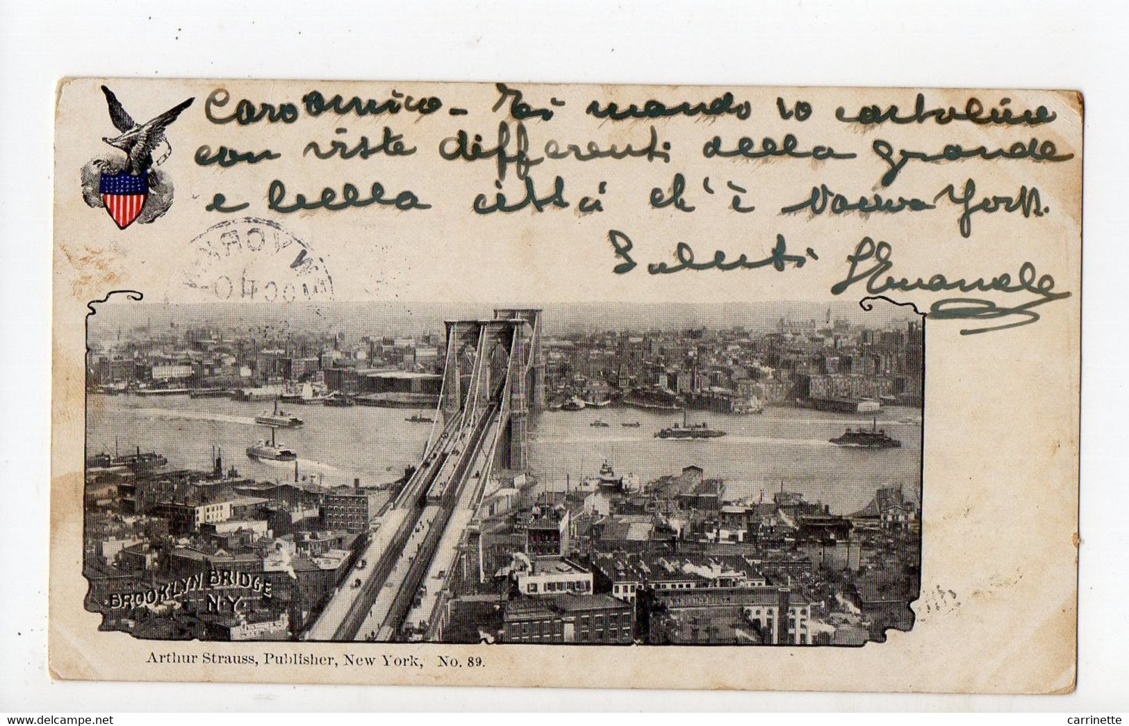 ETATS UNIS - NEW YORK - Brooklyn Bridge - Carte Privée - Arthur Strauss 1900... - Brücken Und Tunnel